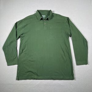 Duluth Trading Polo Shirt Mens Large Green Long Sleeve Pull Over Collared Casual